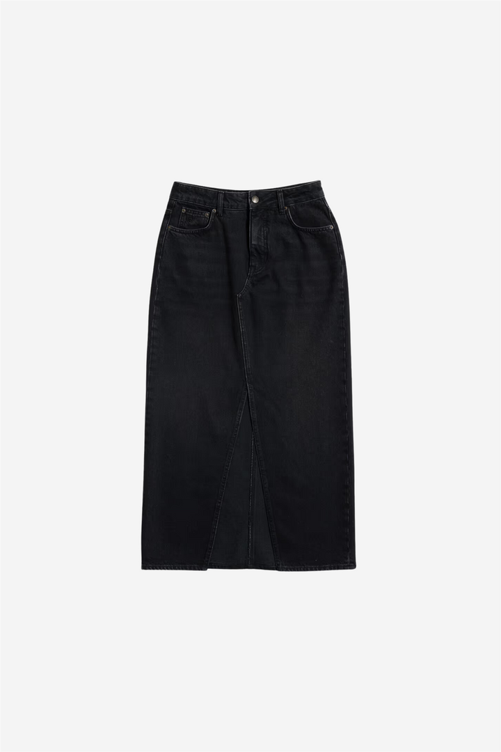 Denim Long Skirt Black