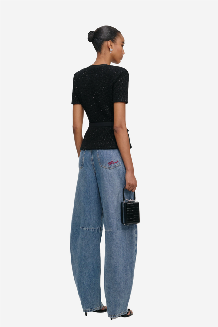 Black Sequin Knit Top