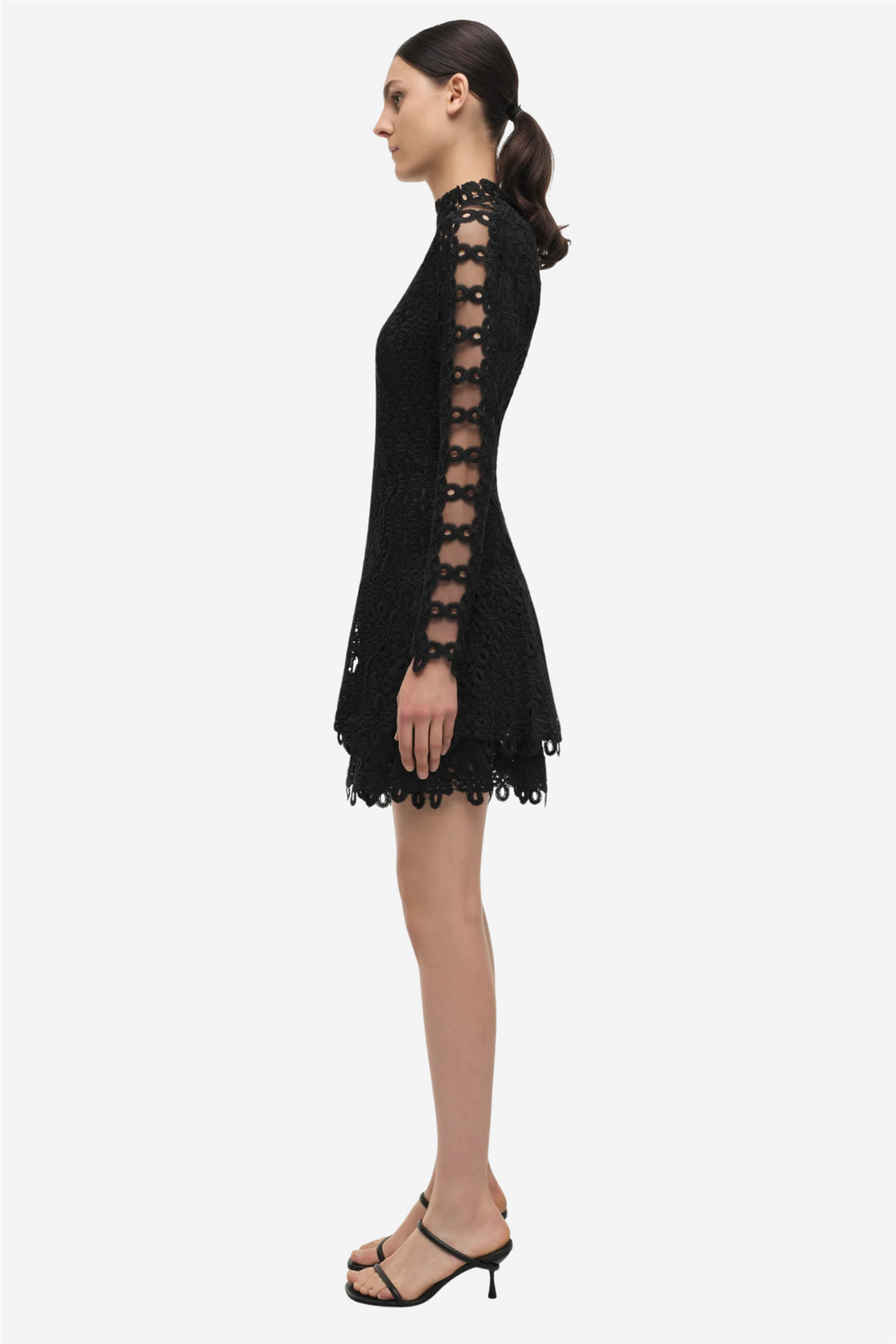 Joy Guipure Lace Mini Dress Black
