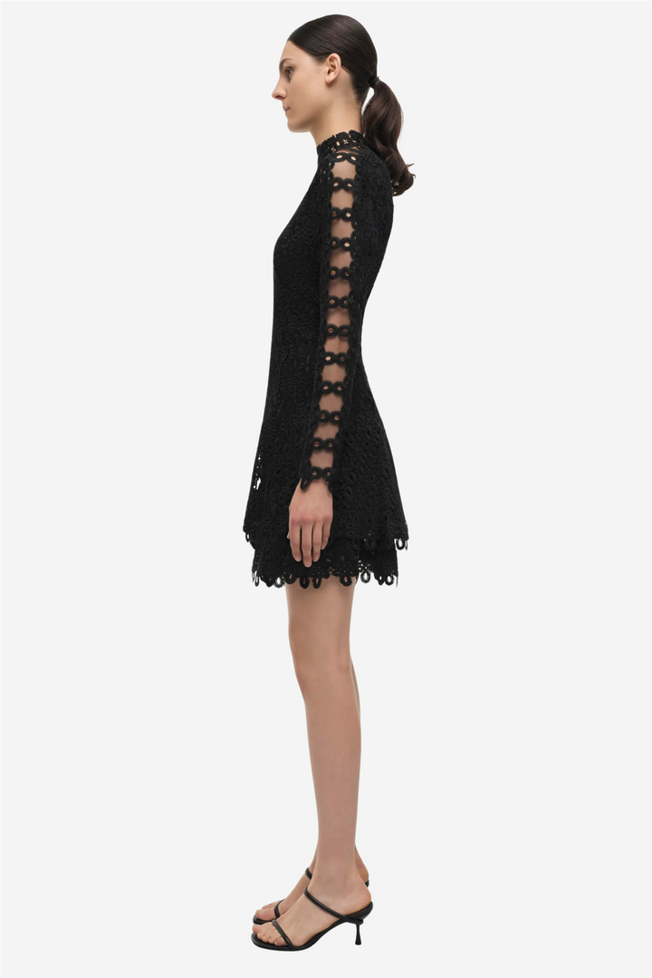 Joy Guipure Lace Mini Dress Black