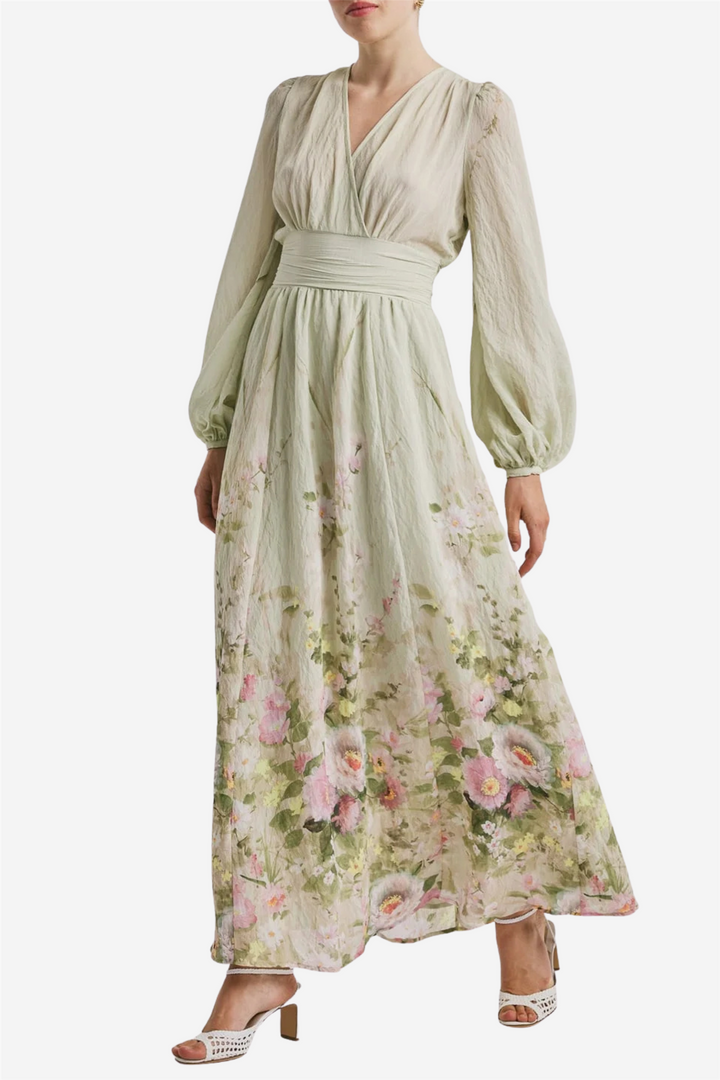Viscose V-Neck Dress Growing Garden