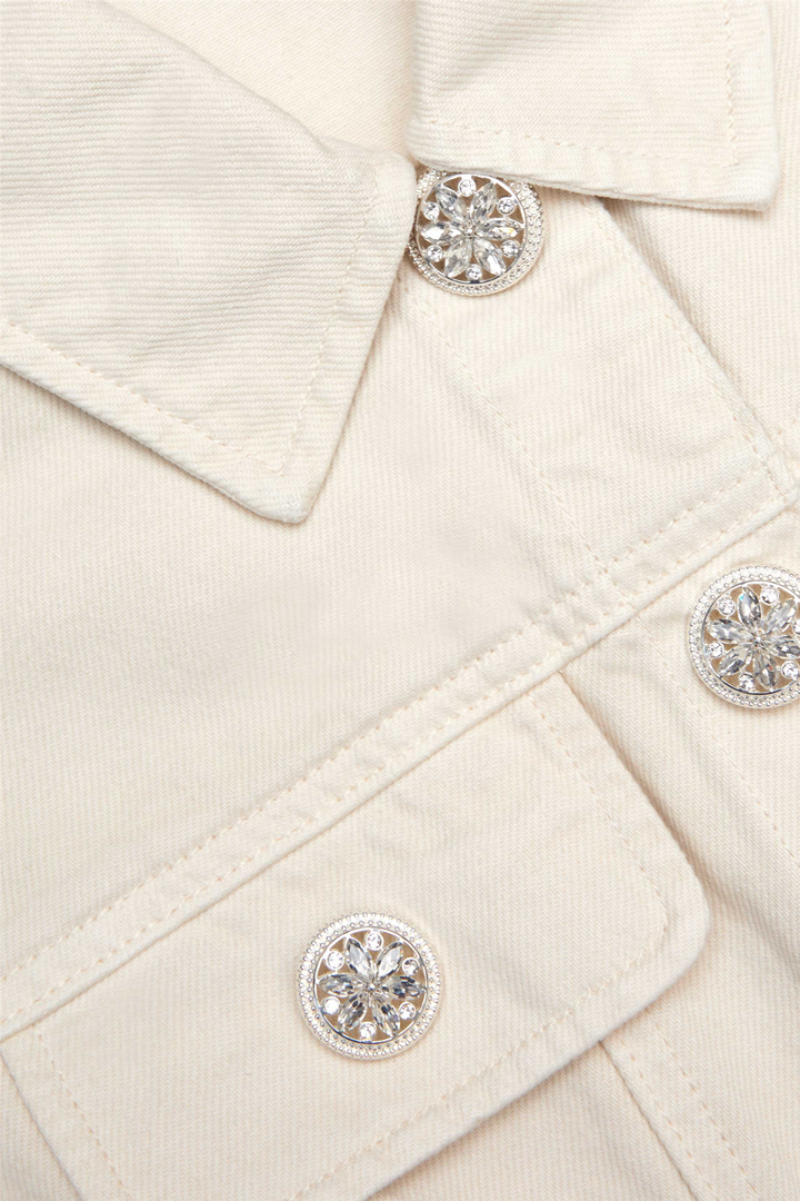 Cream Collared Denim Mini Dress