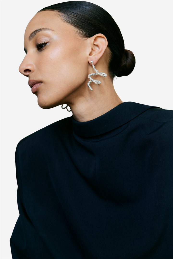 Skinny Viper Earrings Silver
