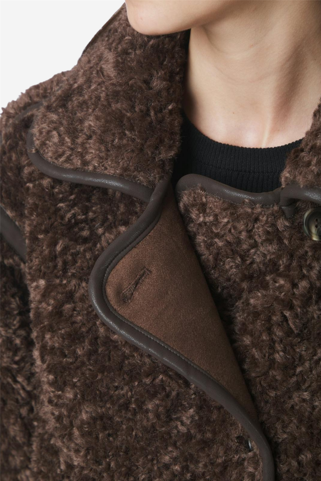 Senta Faux Fur Coat Dark Brown