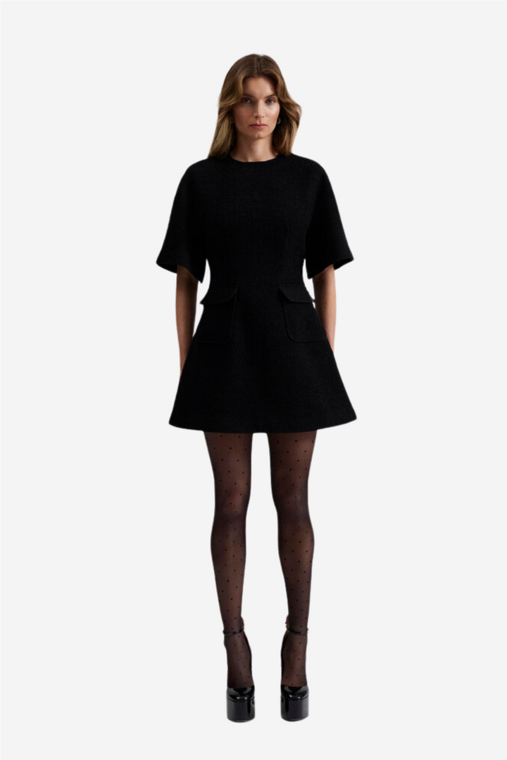 Rayna Boucle Mini Dress Black