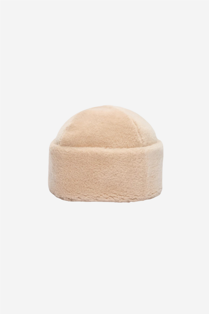 Adira Lamb Fur Hat Beige