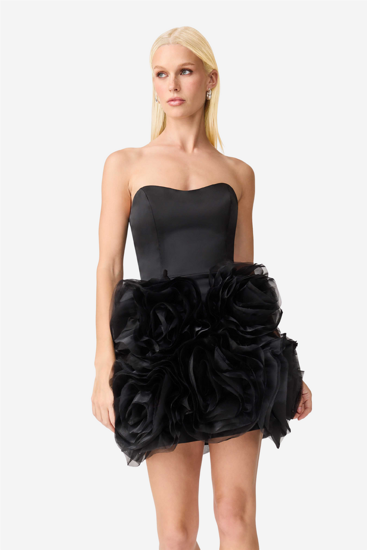 Asher Flower Mini Dress Black