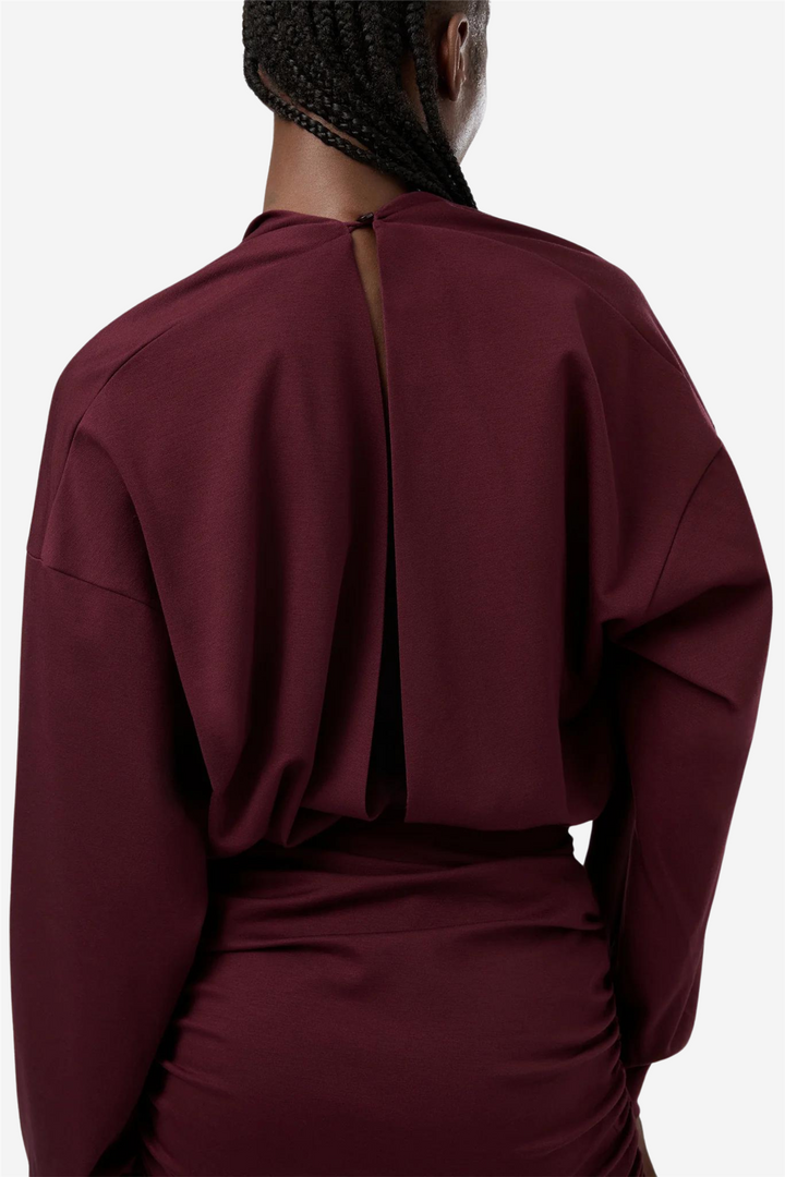 Sylvia Puffsleeves High Waist Mini Dress Cabernet