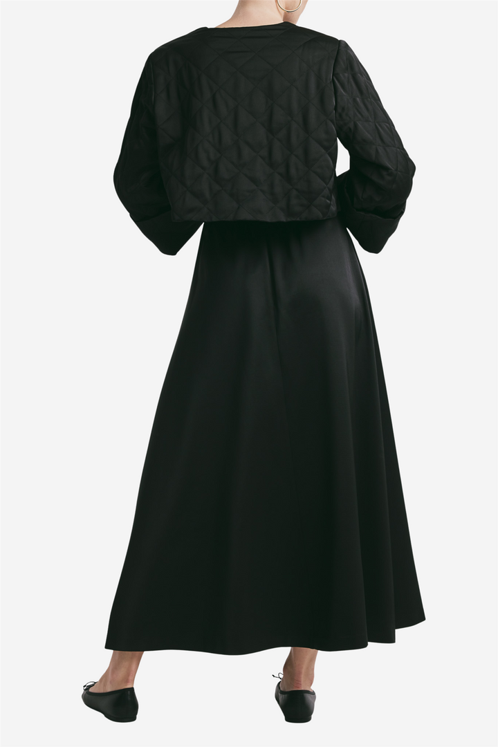 Tailored Satin Flared Jacket Black
