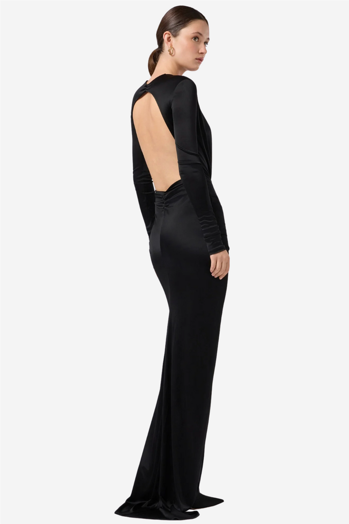 Zelda Maxi Dress Deep V Neck Black