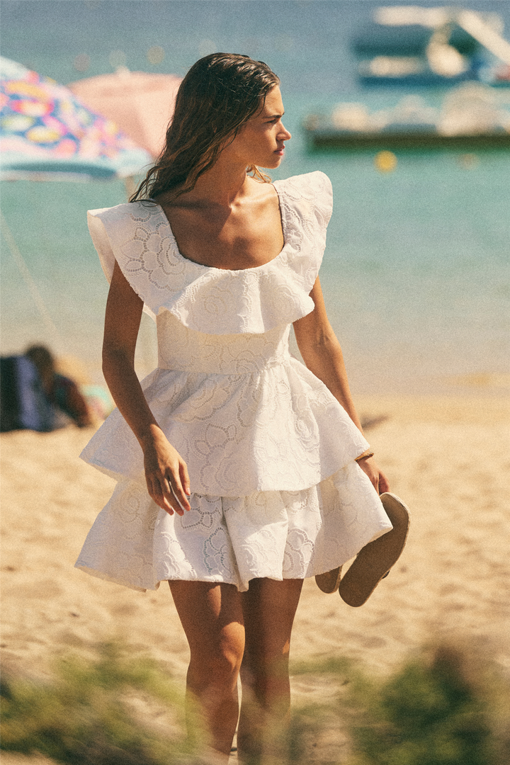 Tracy Off Shoulder Lace Mini Dress White