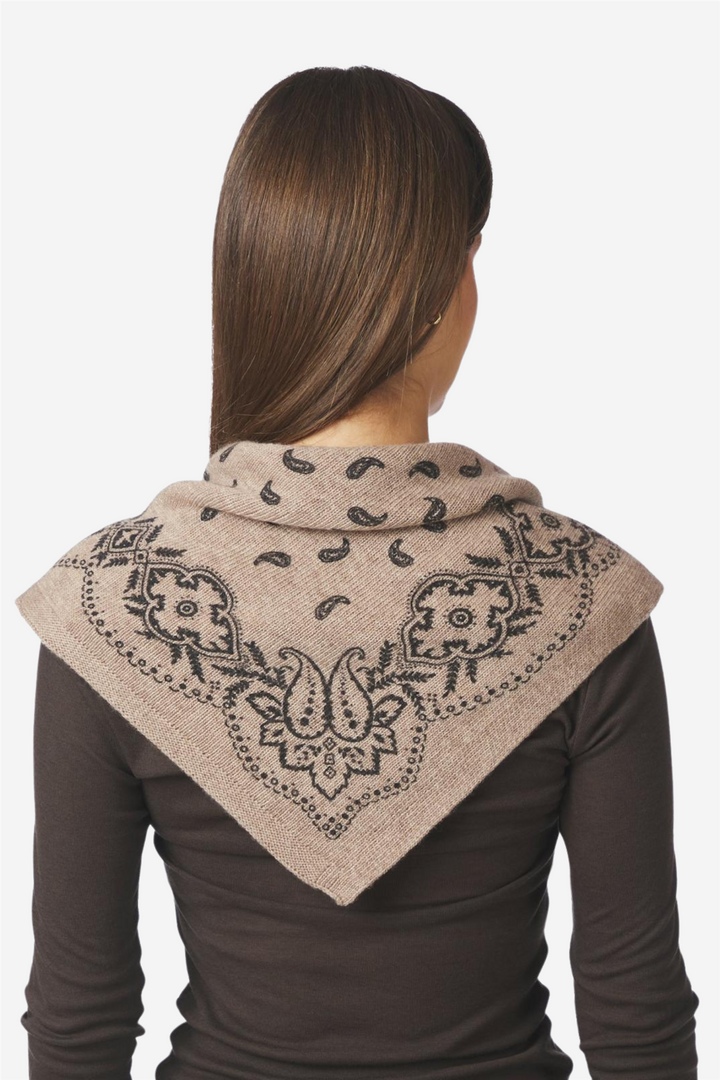 Adelina Paisley Knit Scarf Beige Melange