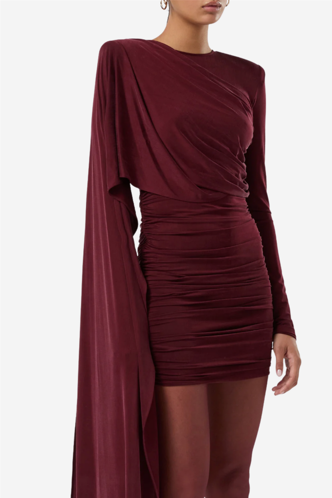 Xenia Cape Effect Mini Dress Rouge Noir