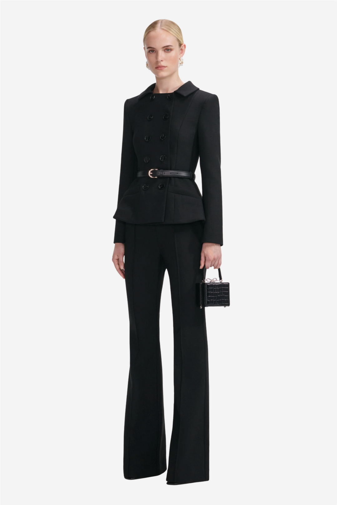 Black Wool Double Breasted Jumpsuit