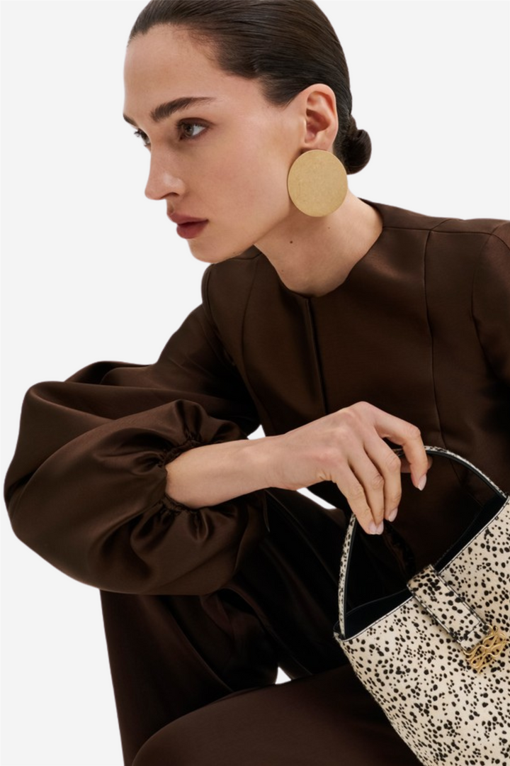 Vendela Balloon Sleeve Blouse Dark Brown