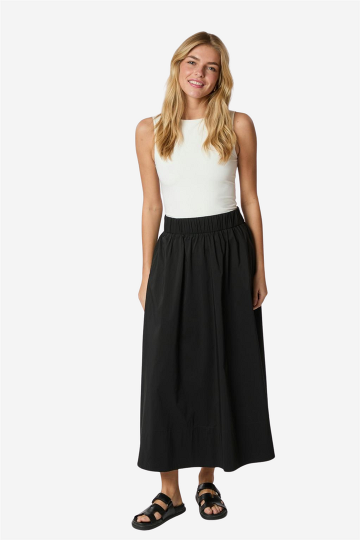 Yara Long Poplin Skirt Black