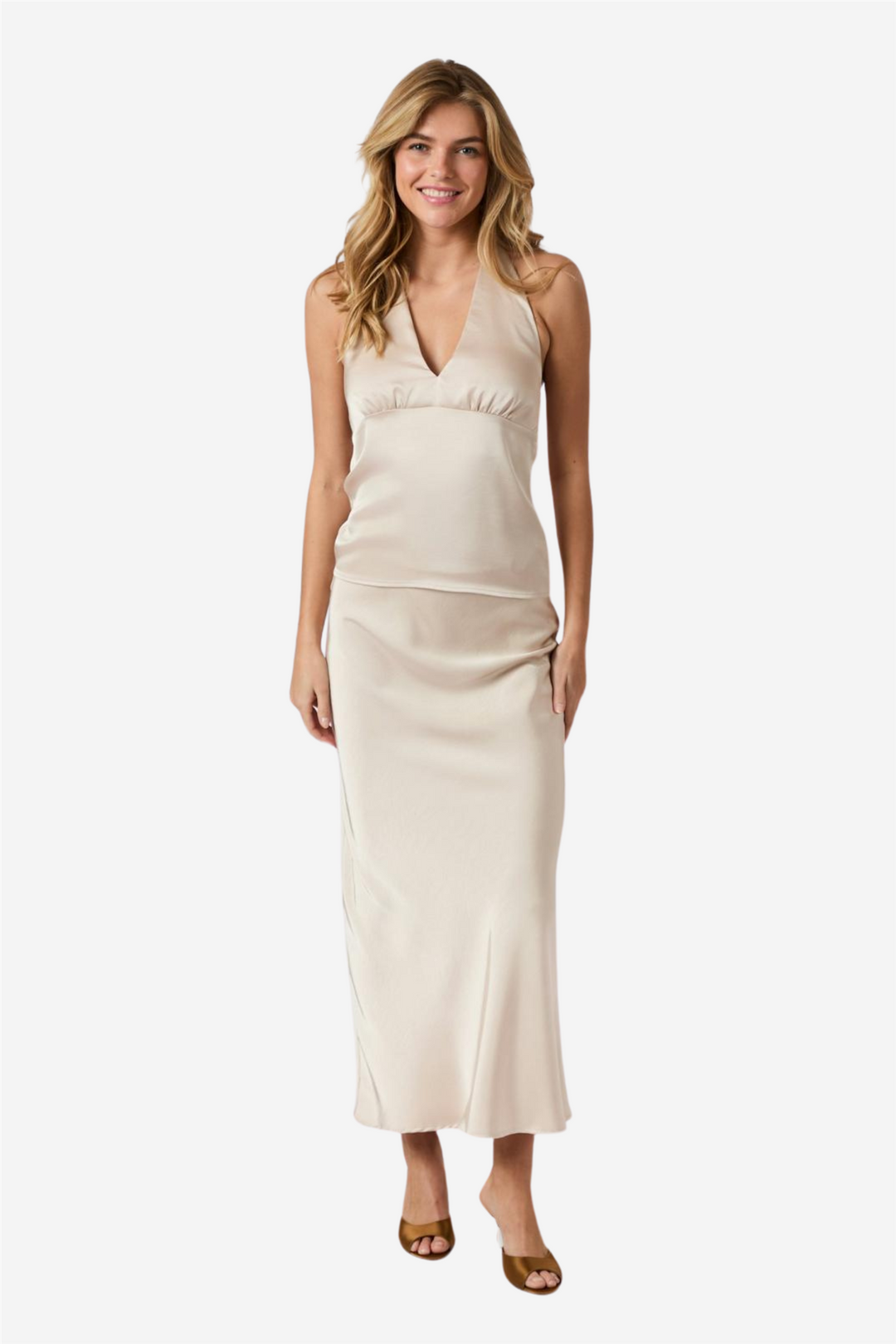 Kinuni Halter Top Messe Champagne