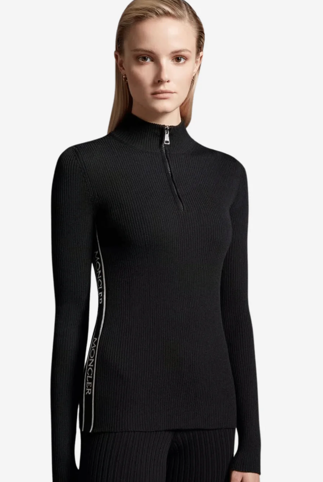Wool Zip-Up Polo Neck Jumper Off-White