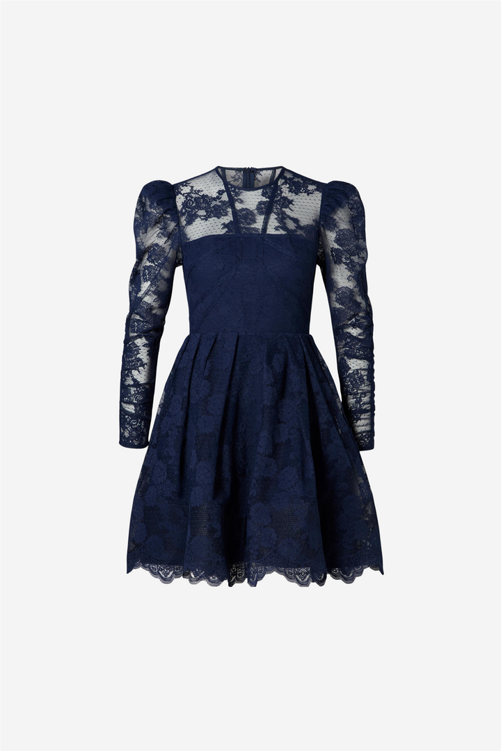 Leoni Lace Mini Dress Dark Blue