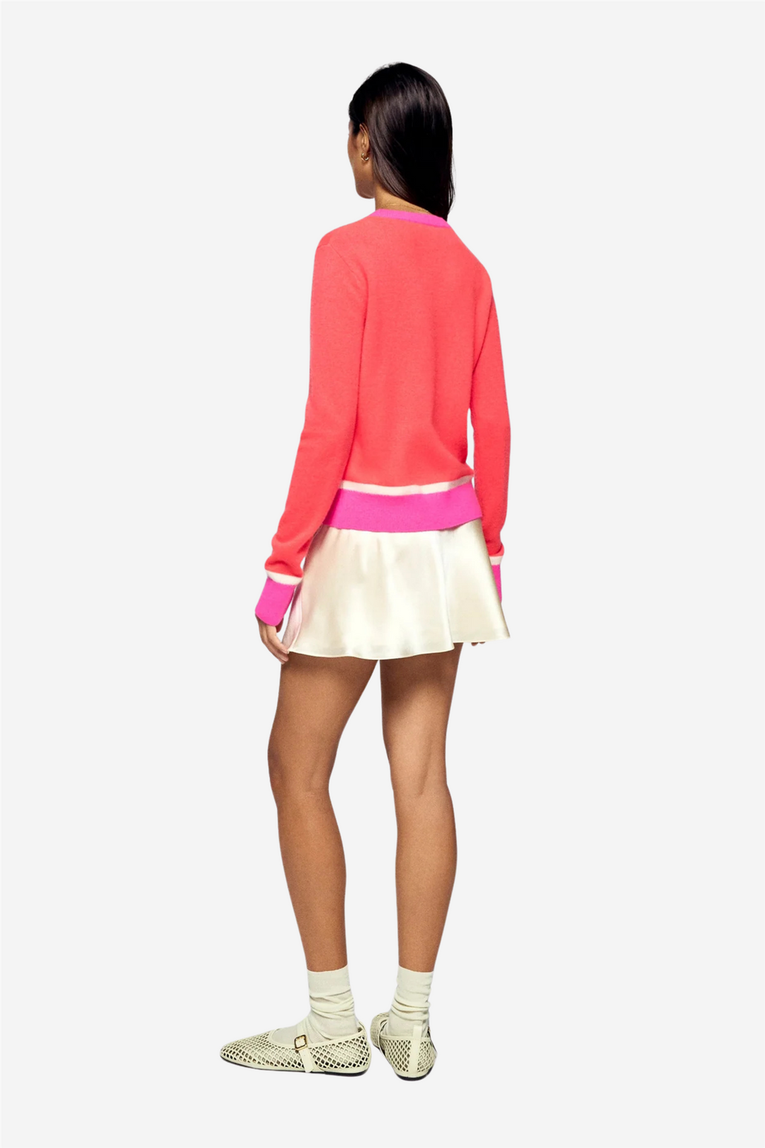 Contrast Crewneck Sweater Cosmic Coral