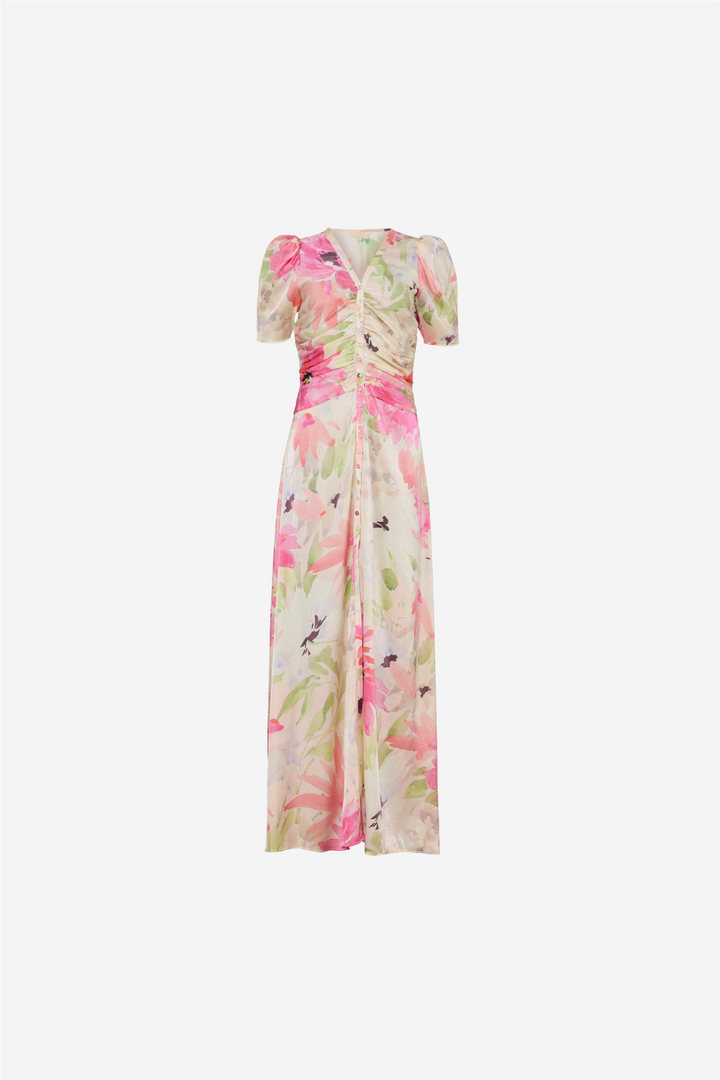 Shiny Button-Down Dress Soft Dew