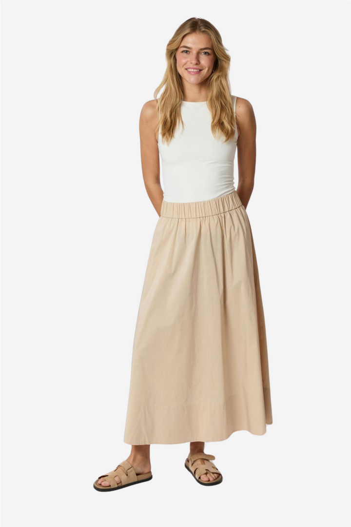 Yara Long Poplin Skirt Dark Sand