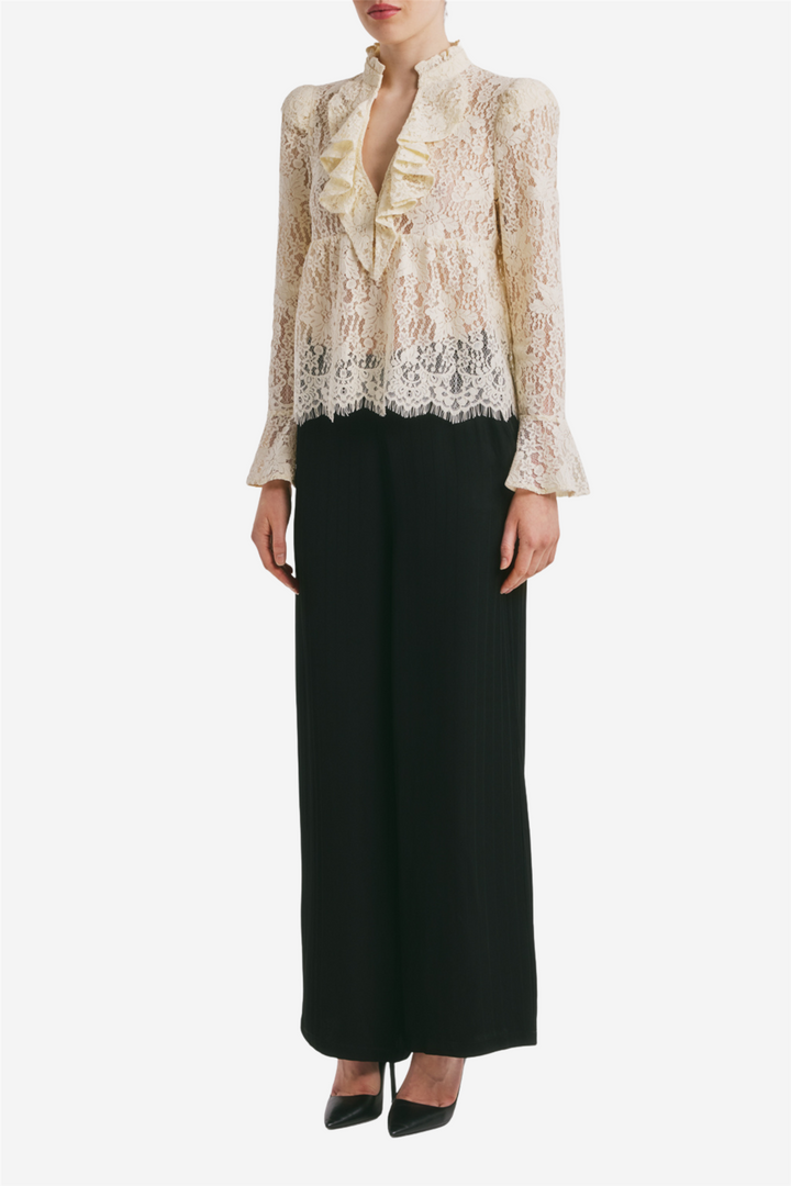 Lace Ruffle Blouse Vintage White