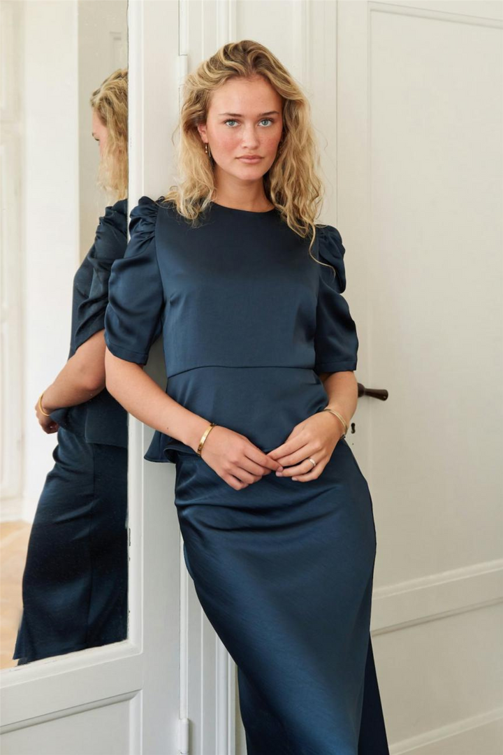 Ben Heavy Sateen Blouse Midnight Blue