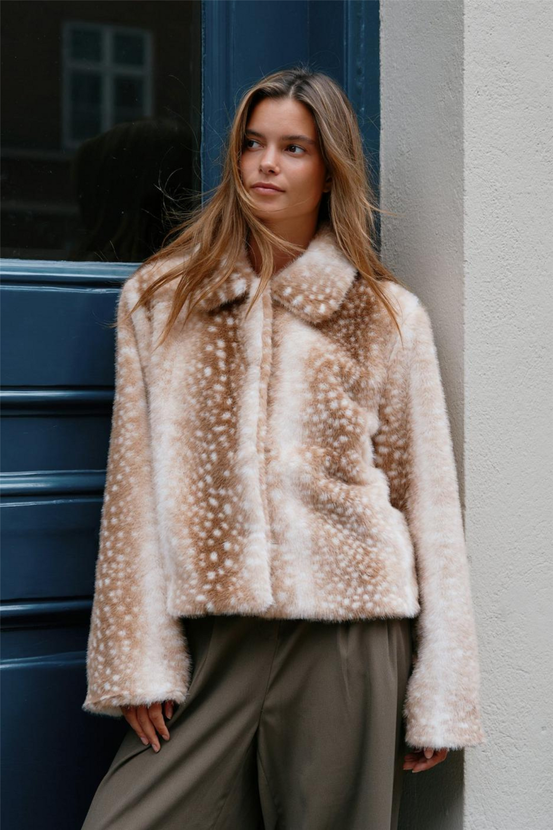 Camina Faux Fur Jacket Beige