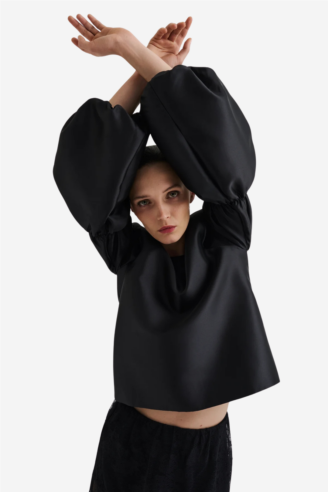 Cia Double Pouf Sleeve Blouse Black