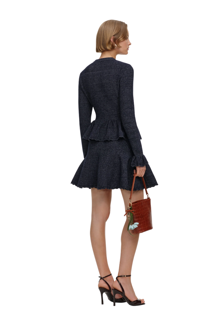 Textured Knit Mini Dress Navy