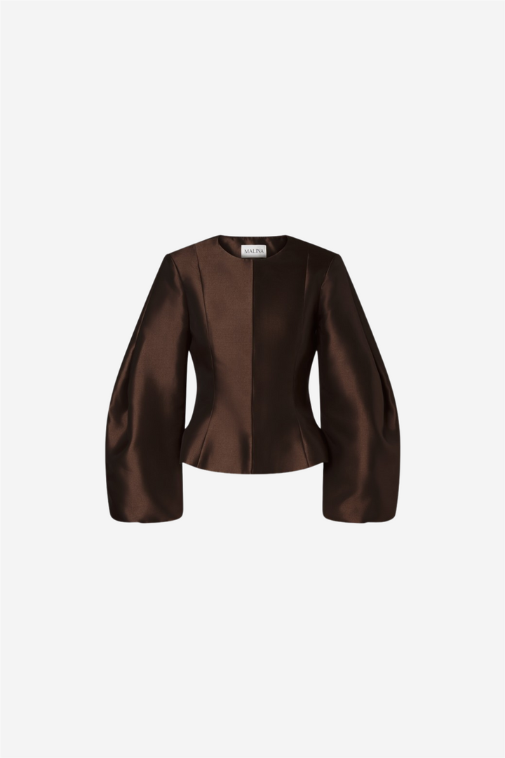 Vendela Balloon Sleeve Blouse Dark Brown