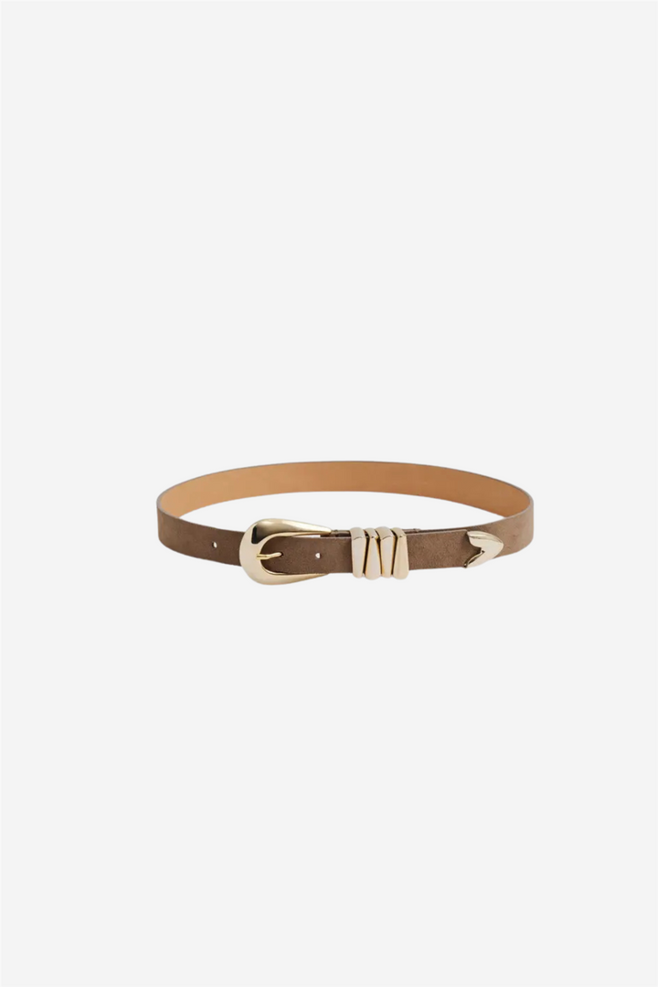Azelia Buckle Leather Belt Taupe