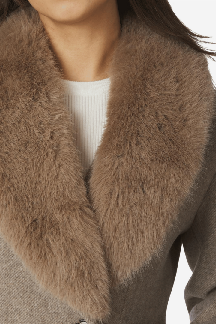 Corina Herringbone Twill Coat Beige Melange