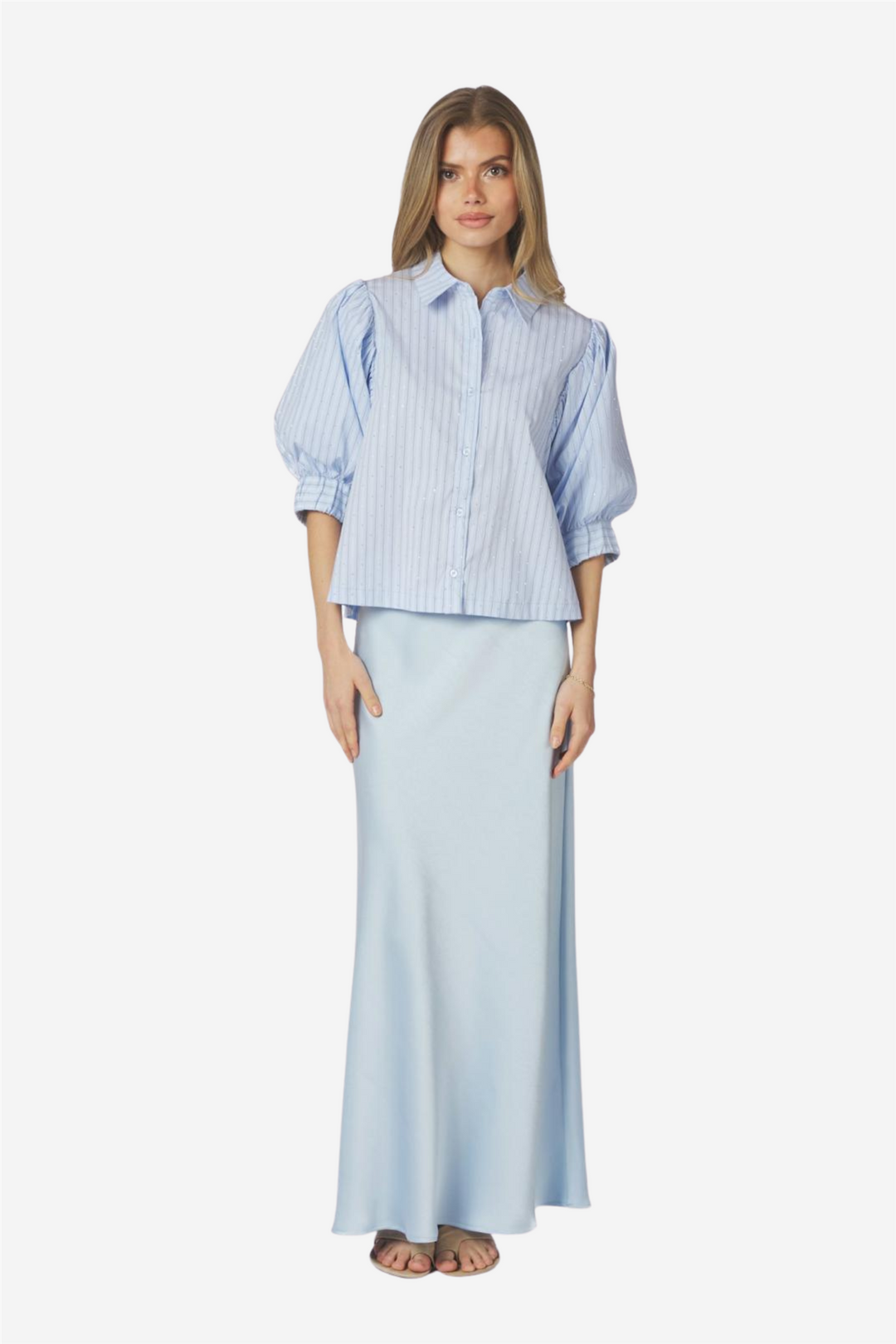 Etta Stripe Stone Shirt Light Blue