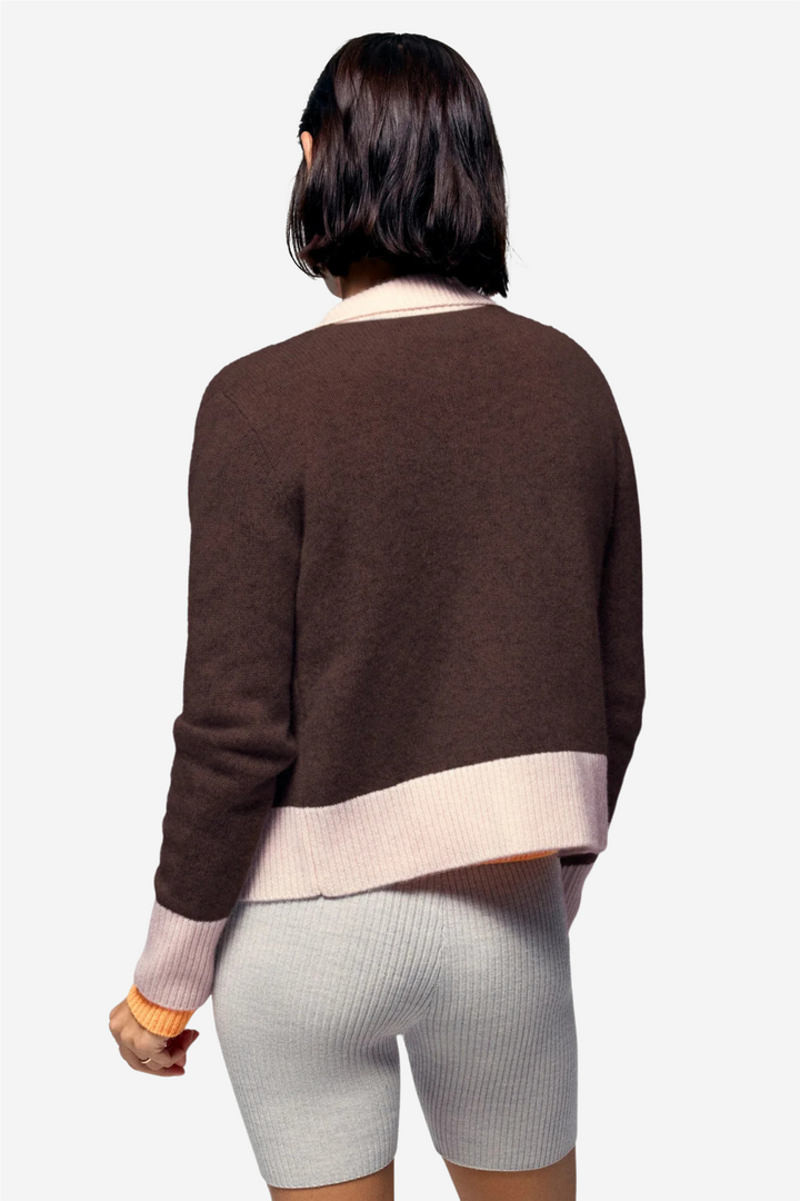 Contrast Rib Cardigan Chocolate