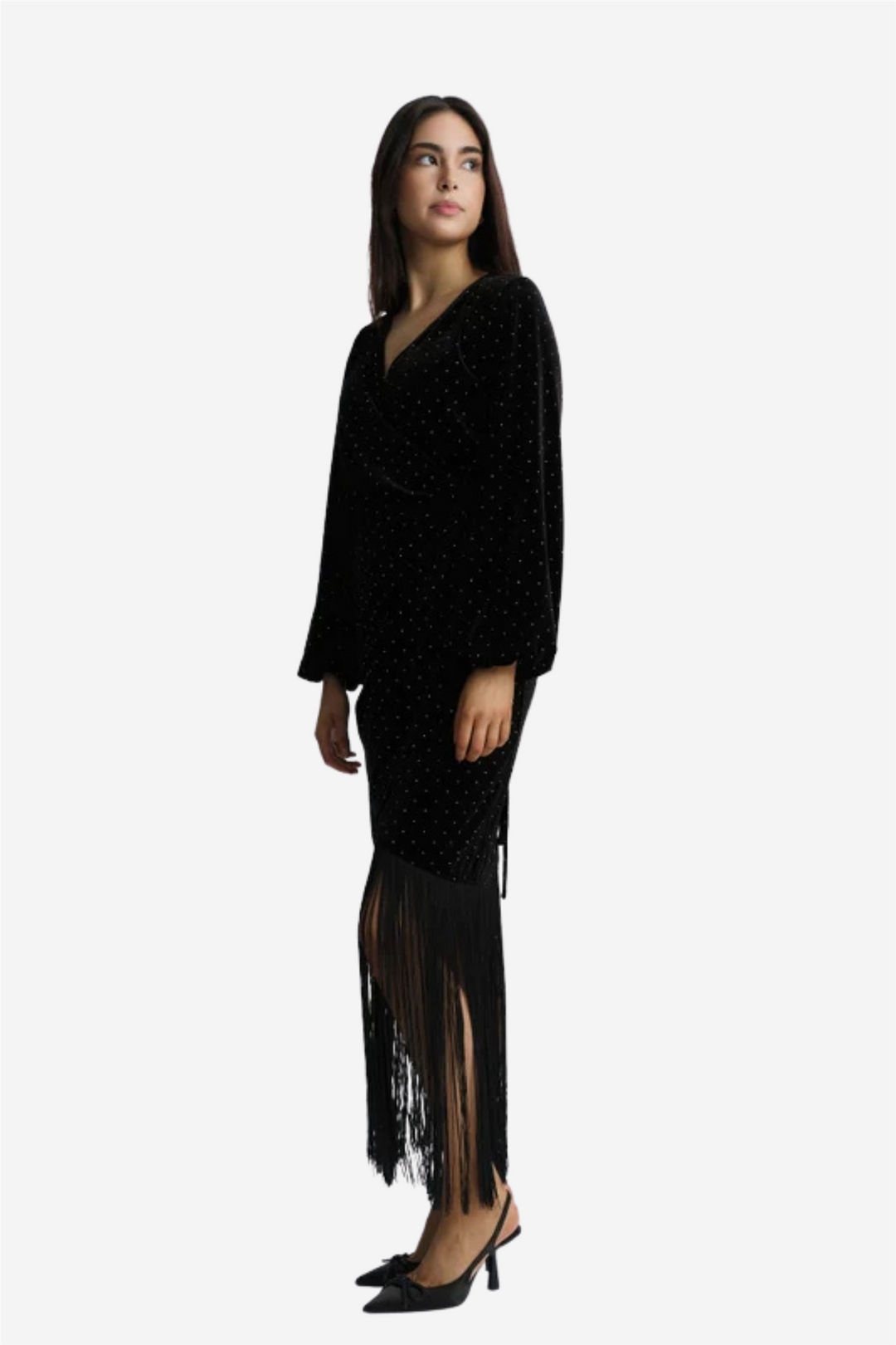 Sine Stud Velour Dress Black