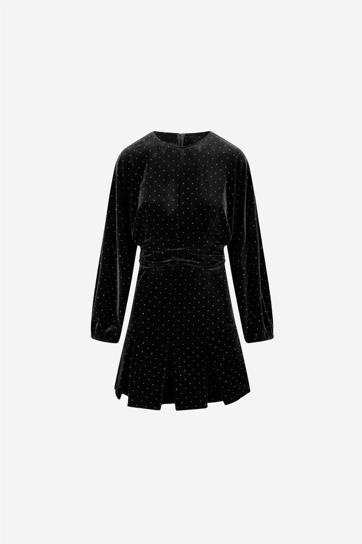 Jamal Stud Velour Dress Black