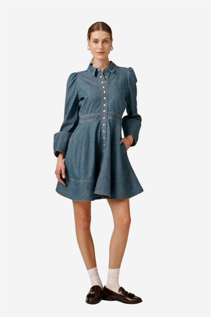 Denim mini dress french blue