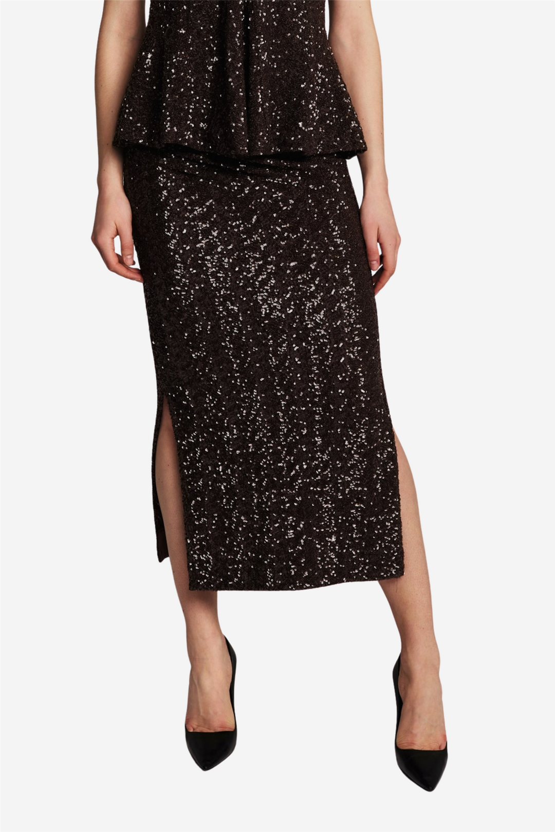 Beaded Midi Skirt Chocolate