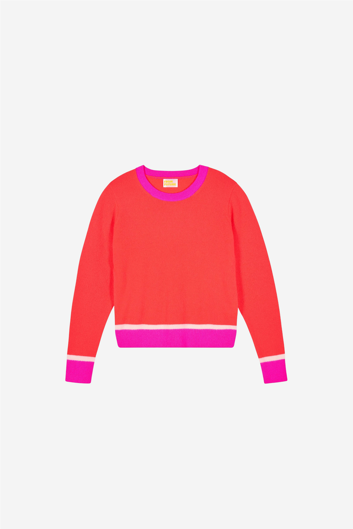 Contrast Crewneck Sweater Cosmic Coral