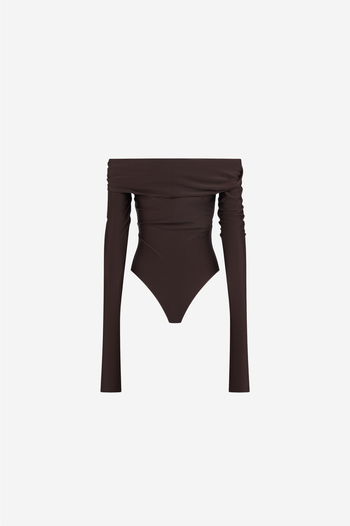 Kendall Bodysuit Off-Shoulder Dark Brown