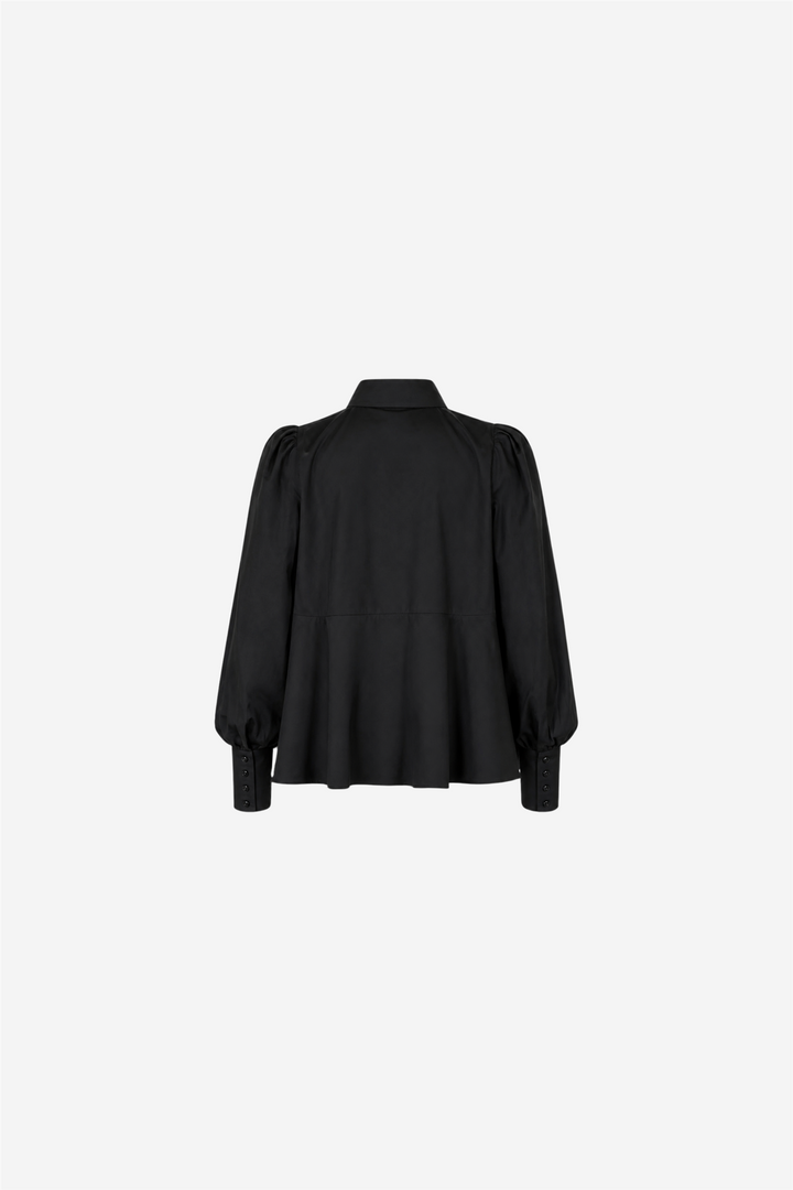 Poplin Peplum Blouse Black