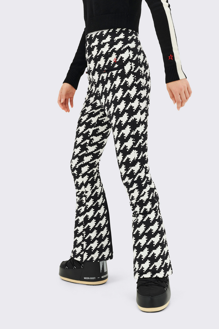 Aurora High Waist Flare Pant Print Houndstooth