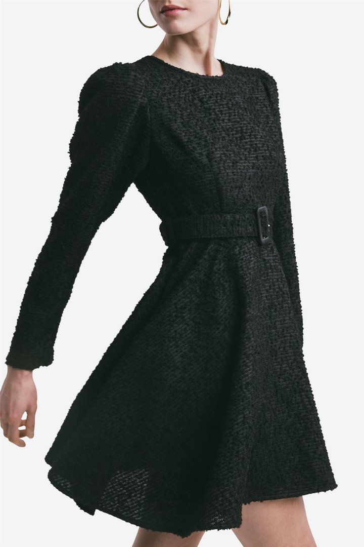Boucle Belt Dress Black