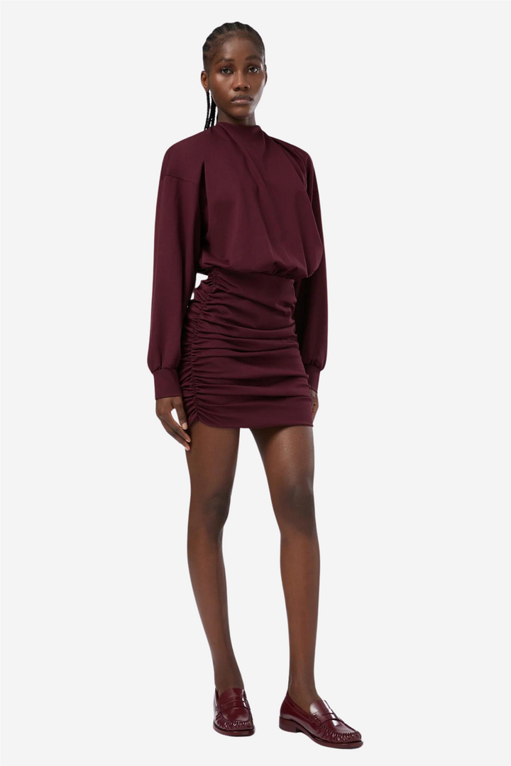 Sylvia Puffsleeves High Waist Mini Dress Cabernet