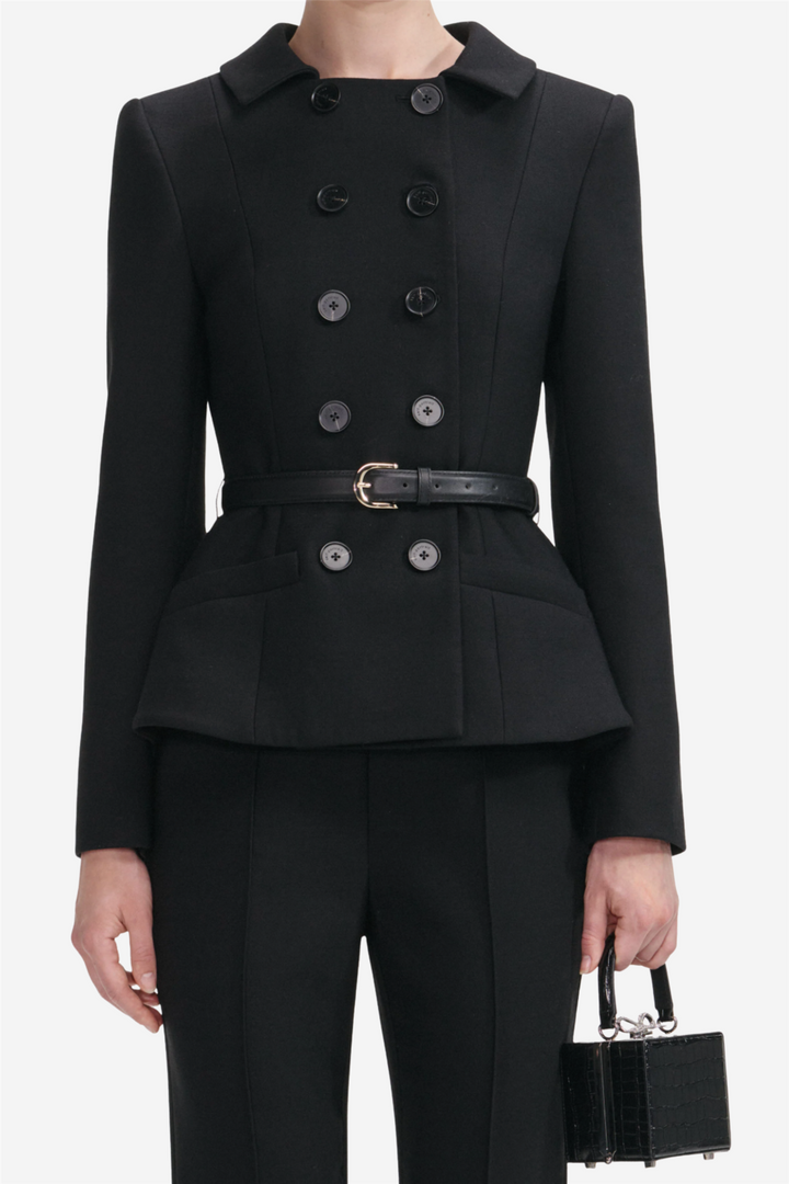 Black Wool Double Breasted Jumpsuit
