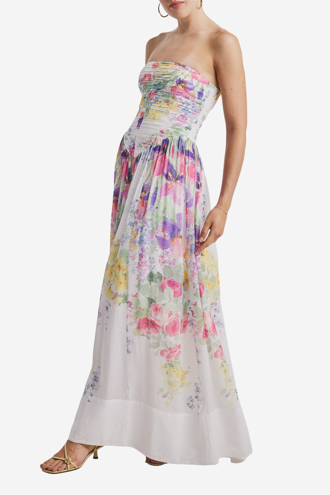 Dotted Georgette Bandeau Dress Flower Meadow