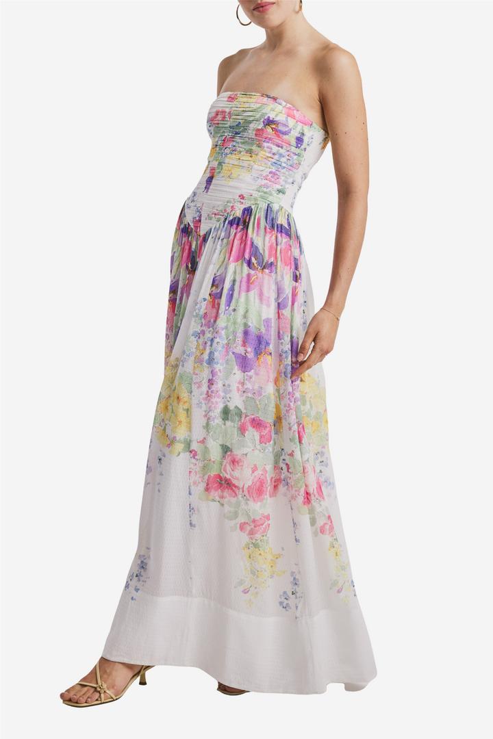 Dotted Georgette Bandeau Dress Flower Meadow