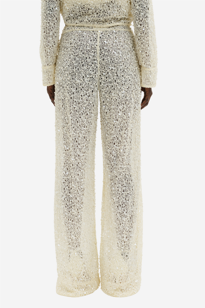 Pamela Embellished Lace Trousers Pearl